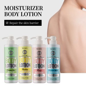 Rose Whitening Body Lotion & Green Tea Repair Body Lotion & Coconut Milk Nourishing Body Lotion & Mulan Moisturizing Body Lotion 500ml