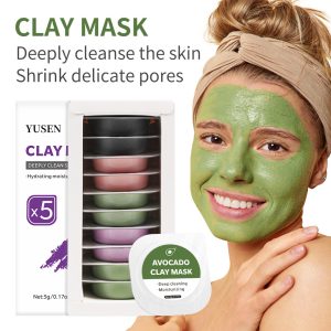 Dead sea clay mask & Avocado clay mask & Rose clay mask & Green tea clay mask & Eggplant clay mask 5g*10