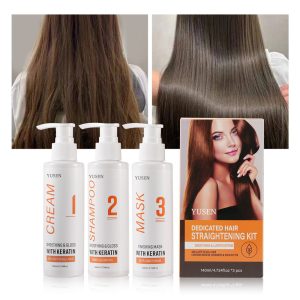 Dedicated Keratin Hair Straightening Kit Cream & Shampoo & Mask